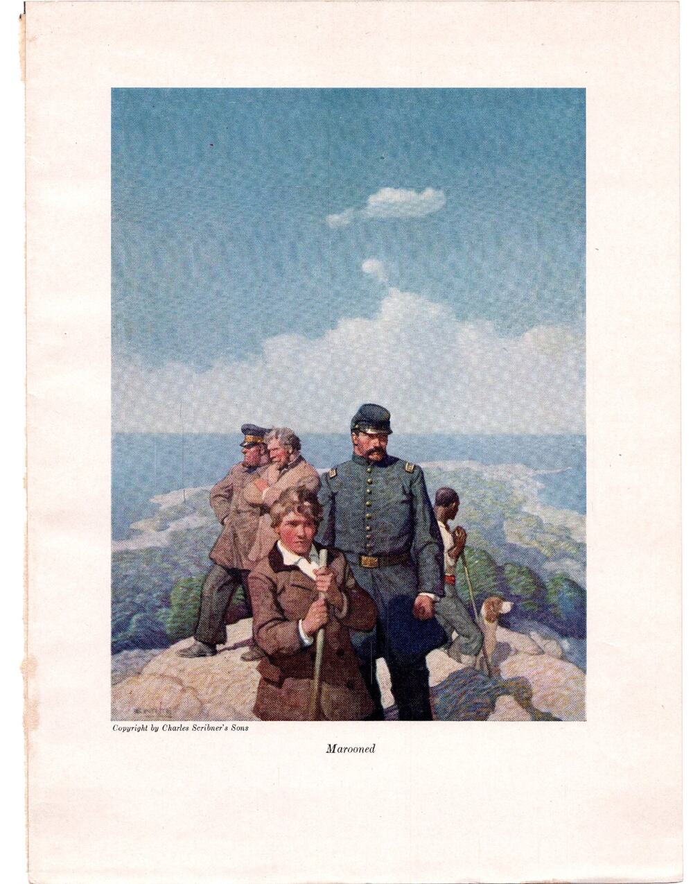 The Mysterious Island Illustration  Marooned NC Wyeth Jules Verne Vintage 1920s